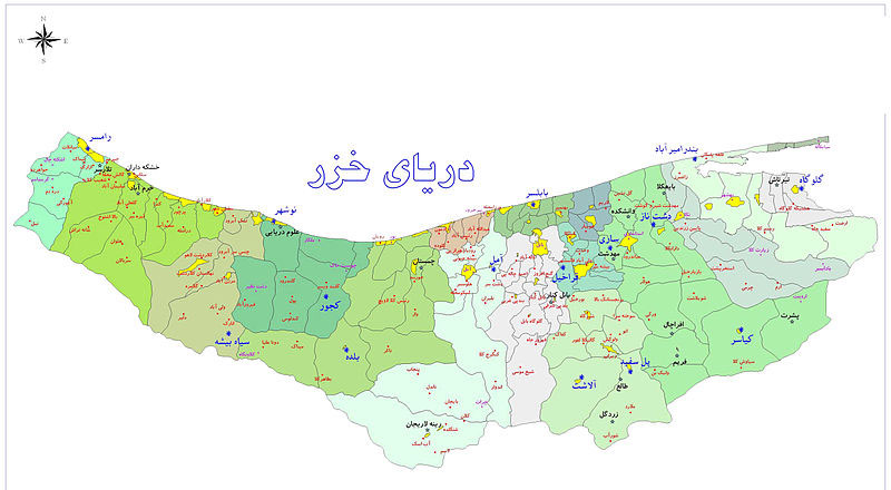 نقشه استان مازندران