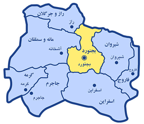 نقشه استان خراسان شمالی